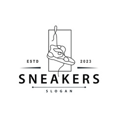 Shoe Logo, Minimalist Line Style Sneaker Shoe Design Simple Fashion Product Brand