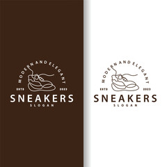 Shoe Logo, Minimalist Line Style Sneaker Shoe Design Simple Fashion Product Brand