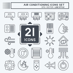Icon Set Air Conditioning. related to Electronic symbol. line style. simple design editable. simple illustration