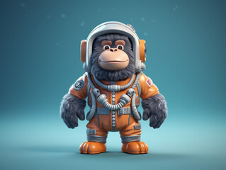 A Cute 3D Gorilla Dressed Up as an Astronaut