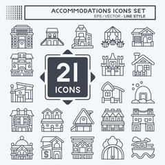 Set Accommodations . related to Building symbol. line style. simple design editable. simple illustration