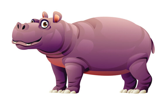 Hippopotamus vector cartoon illustration isolated on white background