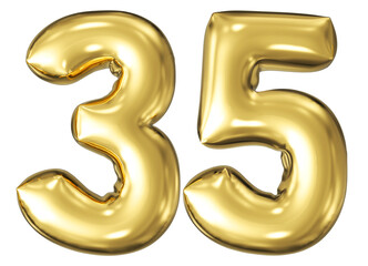 gold number 35 - balloon 3d render