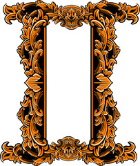 Vector beautifull and luxurious classic engraving frame vector design color editable