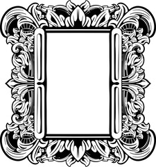 baroque mirror frame. vector imperial decoration design elemnt. rich carved line art ornament