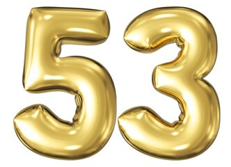 gold number 53 - balloon 3d render