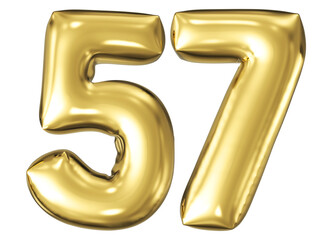 gold number 57 - balloon 3d render