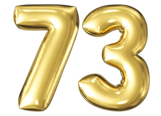 gold number 73 - balloon 3d render