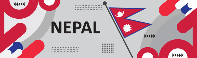 Nepal National day or Happy Teej Festival banner creative banner,Nepali flag color background, independence day banner background..eps - obrazy, fototapety, plakaty
