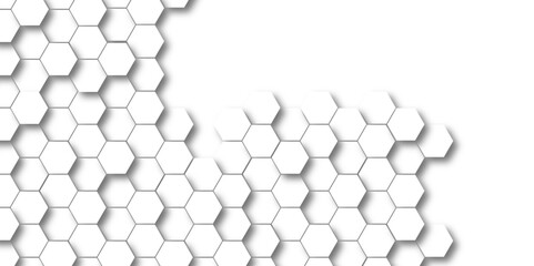 Seamless pattern with hexagon. White Hexagonal Background. Luxury honeycomb grid White Pattern. Vector Illustration. 3D Futuristic abstract honeycomb mosaic white background. geometric mesh cell text.