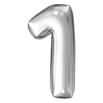 silver number 1 - balloon 3d render