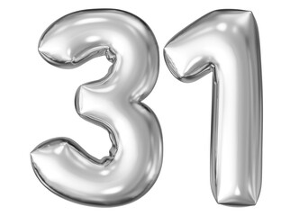 silver number 31 - balloon 3d render