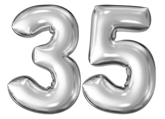 silver number 35 - balloon 3d render