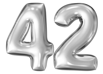 silver number 42 - balloon 3d render