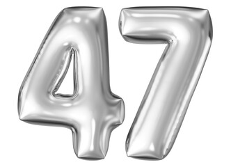 silver number 47 - balloon 3d render