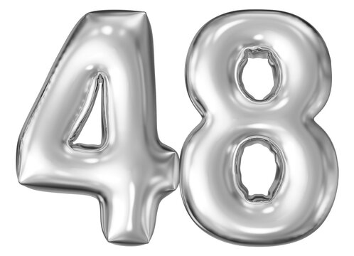 silver number 48 - balloon 3d render