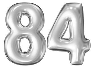 silver number 84 - balloon 3d render