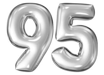 silver number 95 - balloon 3d render