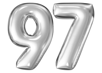 silver number 97 - balloon 3d render