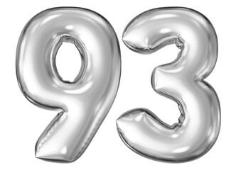 silver number 93 - balloon 3d render