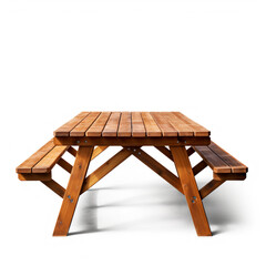 picnic table isolated on white background, AI Generative.