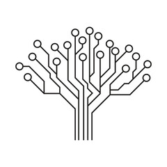 Modern Circuit technology tree on white background. Computer engineering hardware system. 