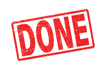 Vector DONE red grunge square stamp.