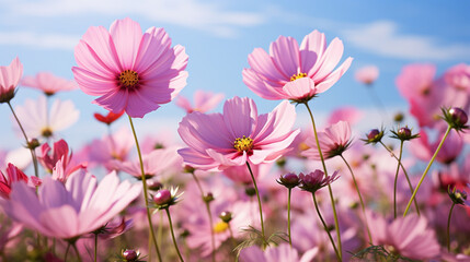 pink cosmos flowers in spring