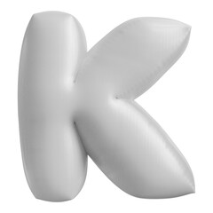 White Font Letter K Bubble 3D Render Alphabet