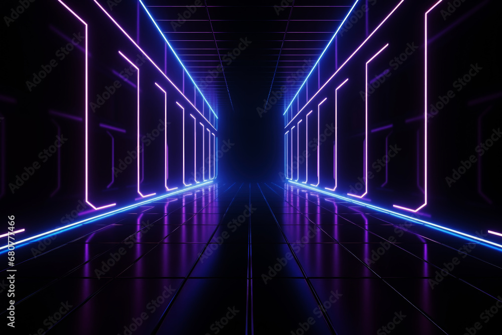 Aufkleber abstract background with high-speed and moving neon futuristic technology background. generative ai.