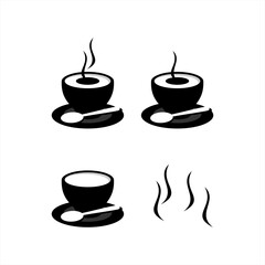 coffee logo design, vector, icon, barista, saucer vector, spoon, coffee cup vector, coffee cafe, restaurant, cappuccino, bean, shop, coffee shop, arabica, coffeehouse, aroma, bar, silhouette