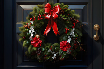 Fototapeta na wymiar christmas wreath on the door ai generative