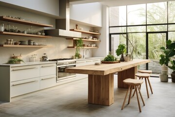 Organic mininmalist kitchen interior 