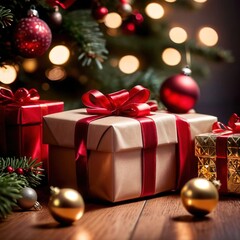 christmas presents under christmas tree 