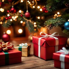 christmas presents under christmas tree 