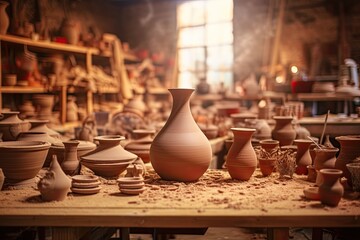 Fototapeta na wymiar Pottery studio background