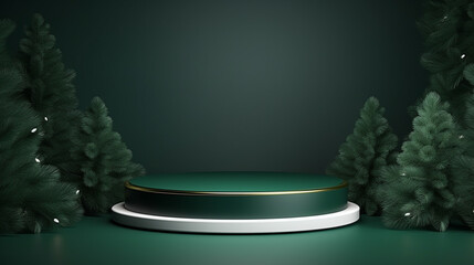 3d luxury podium christmas decoration and space for your luxury product. Christmas background concept. Generative AI.