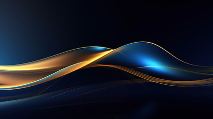 The Art of Moving Lines in Blue, Black, and Gold Wave Minimalist Motion Background