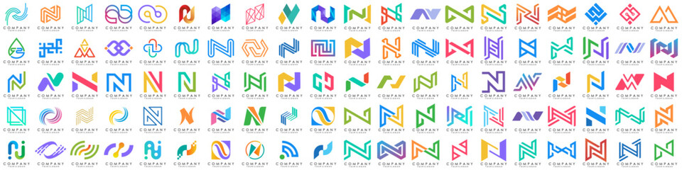 collection abstract letter N logo design. modern logotype N design with colorful. vector illustration