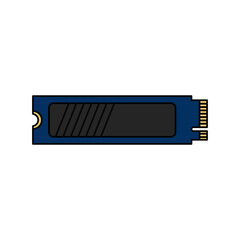 NVMe M.2 PCI-Express (PCI-E) Solid State Drive (SSD) in lineal color icon. Vector illustration of computer peripheral in trendy style. Editable graphic resources for many purposes.