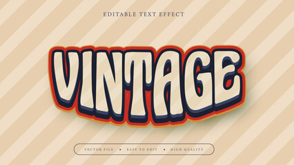 Editable text effect. Beige vintage text on horizontal stripe background.
