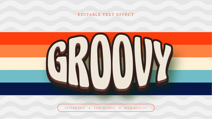 Editable text effect. White groovy text on horizontal line multicolor background.