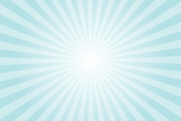 Pastel Ocean Green sunlight horizontal background. Pale turquoise color burst background. Sun beam ray sunburst pattern background. Retro bright backdrop. Starburst wallpaper. Circus poster. 