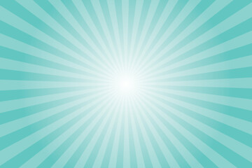 Obraz premium Turquoise blue sunlight horizontal background. Starburst background. Sun beam ray sunburst pattern background. Retro bright backdrop. starburst wallpaper. Circus poster.