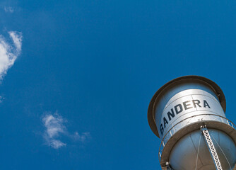 Water Tower Against Blue Sky, Bandera, Texas, USA