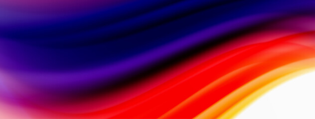 Rainbow color silk blurred wavy line background on white, luxuriously vibrant visually captivating backdrop. Stunning blend of colors reminiscent of rainbow, silky and gracefully blurred wavy pattern