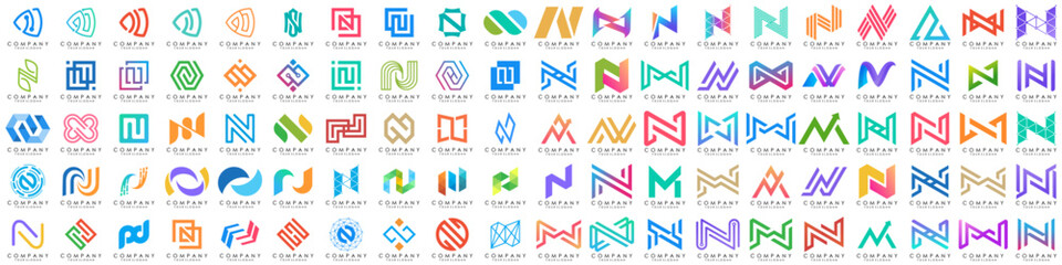 collection abstract letter N logo design. modern logotype N design with colorful. vector illustration