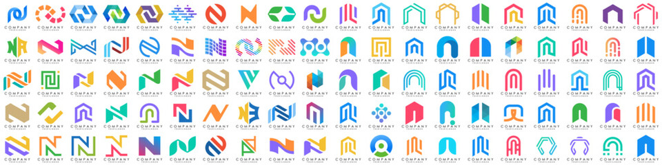 collection abstract letter N logo design. modern logotype N design with colorful. vector illustration