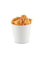 Fried chicken in a white recipient, infinite white room studio picture