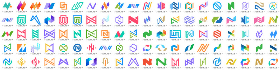 collection abstract letter N logo design. modern logotype N design with colorful. vector illustration